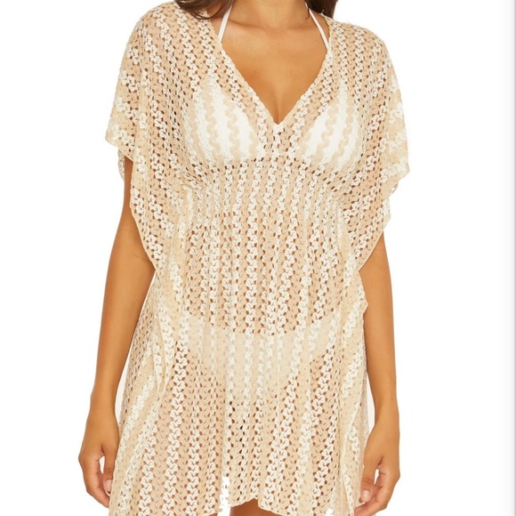 Solitaire Other - Gold and white lace Swim cover up hooded sz large